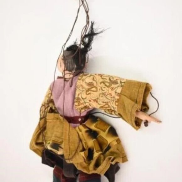 Handmade 12" Old Marionette Oriental PUPPET Dancing Puppet Hand Painted Vintage - Picture 3 of 3